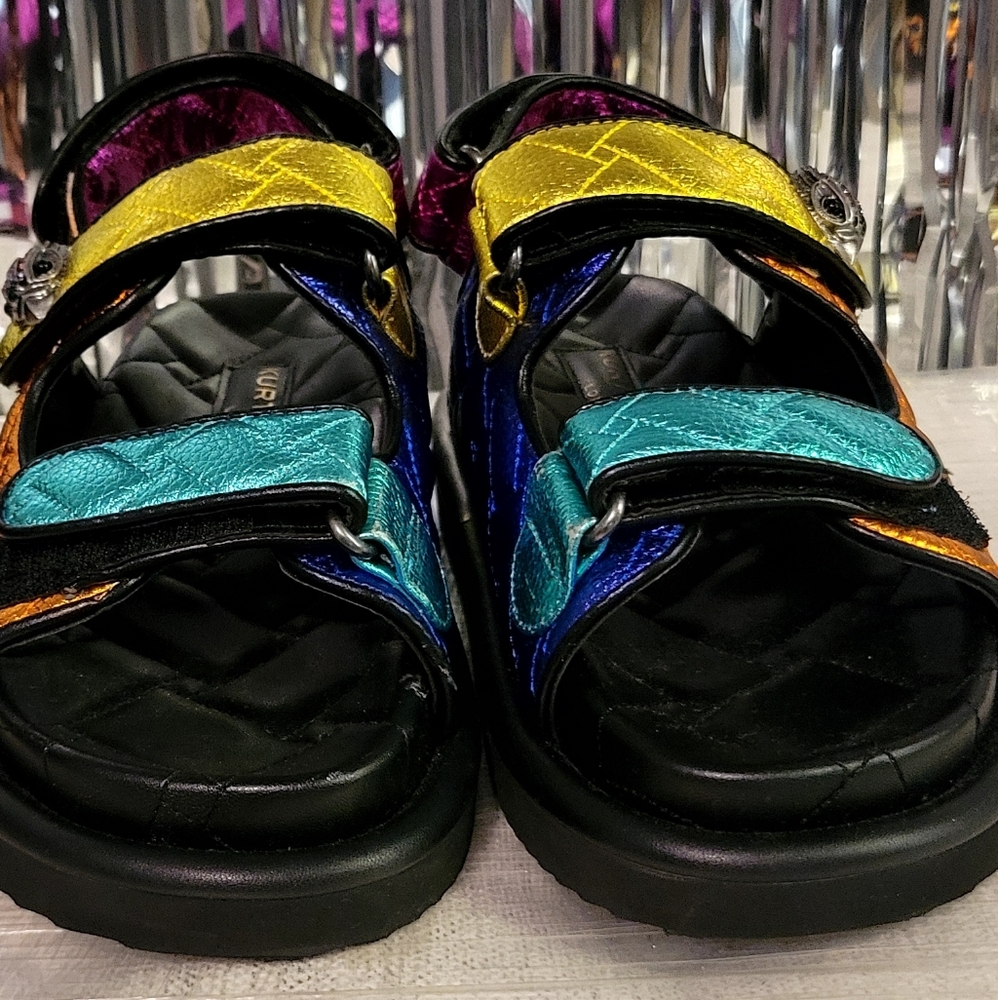 Kurt Geiger Orson Quilted Metallic Leather Family Matching Sling-back Sandals